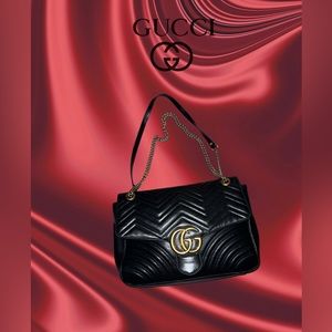 Gucci Marmont Matelasse’ Black Leather Shoulder Bag